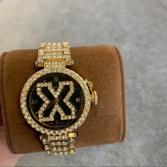 Geneva gold Swarovski crystal rhinestone Embellished band and round face watch Ladies Geneva Purple and Rose Gold-tone Rhinestone Silicone  main image 3